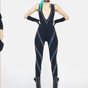 Club exx dolls kill strobe light seduction reflective catsuit size small